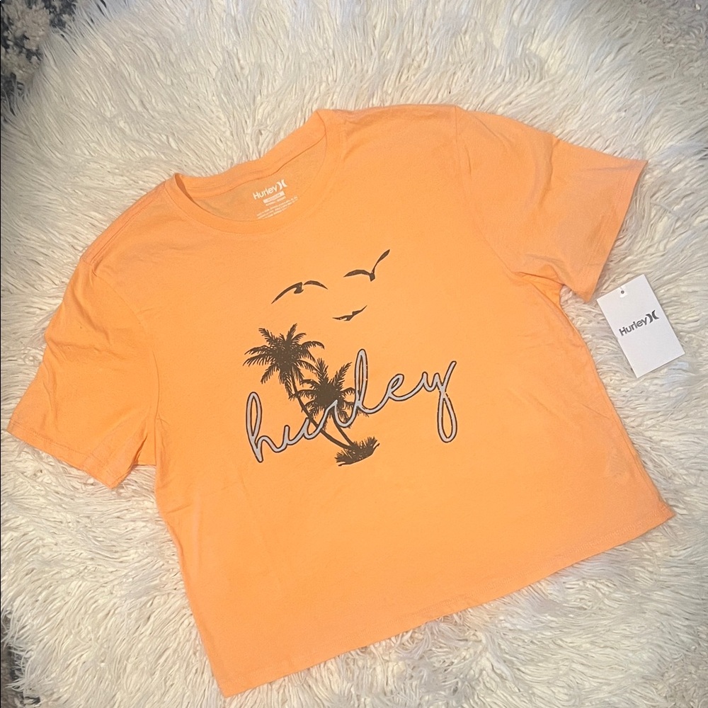 Hurley Sunset Orange Tee with Palm Design